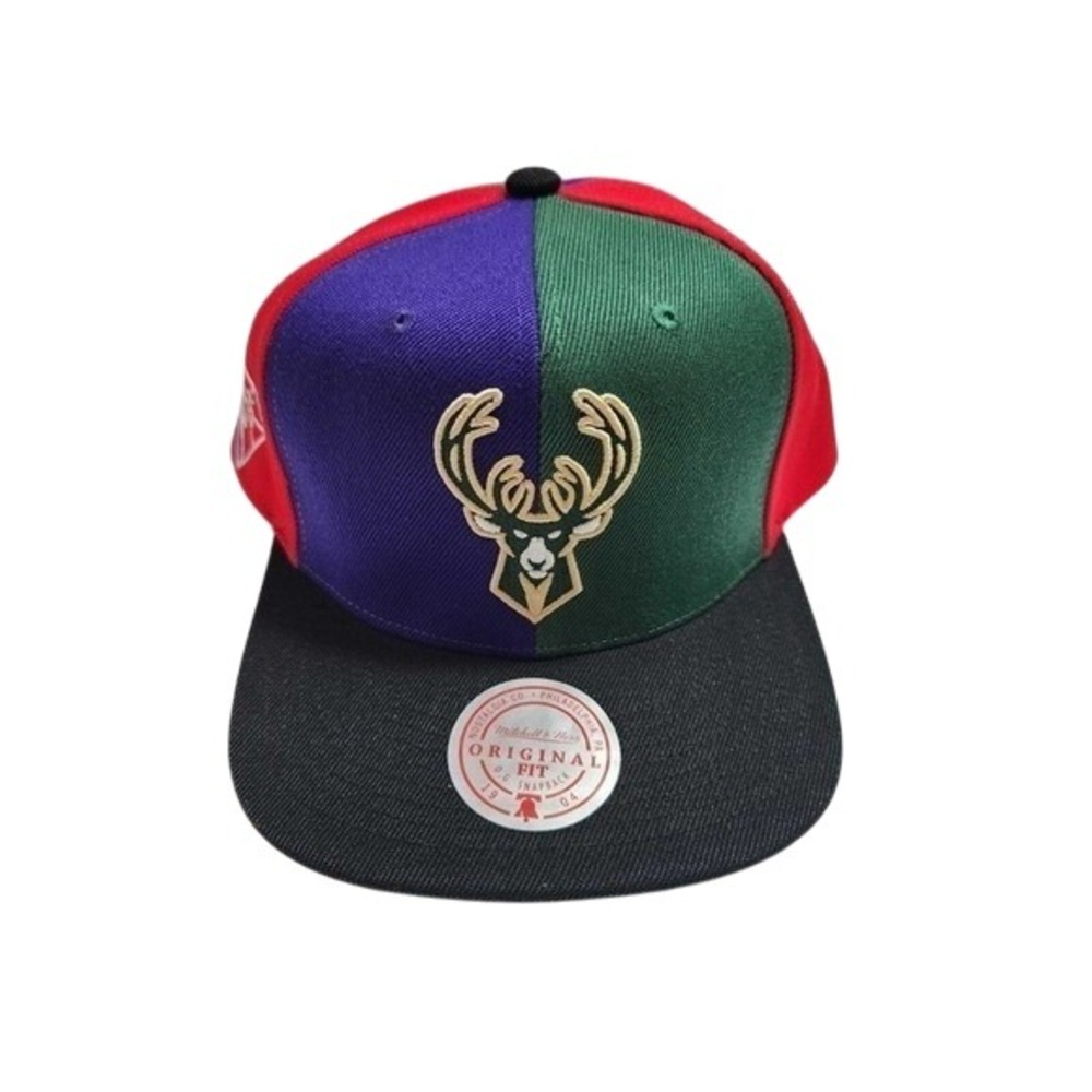 Mitchell & Ness Milwaukee Bucks Pinwheel NBA Snapback Hat Cap Blue‎ Green NWT
